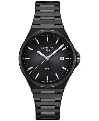 Certina Men's Swiss Ds-7 Black-Tone Stainless Steel Bracelet Watch 39mm