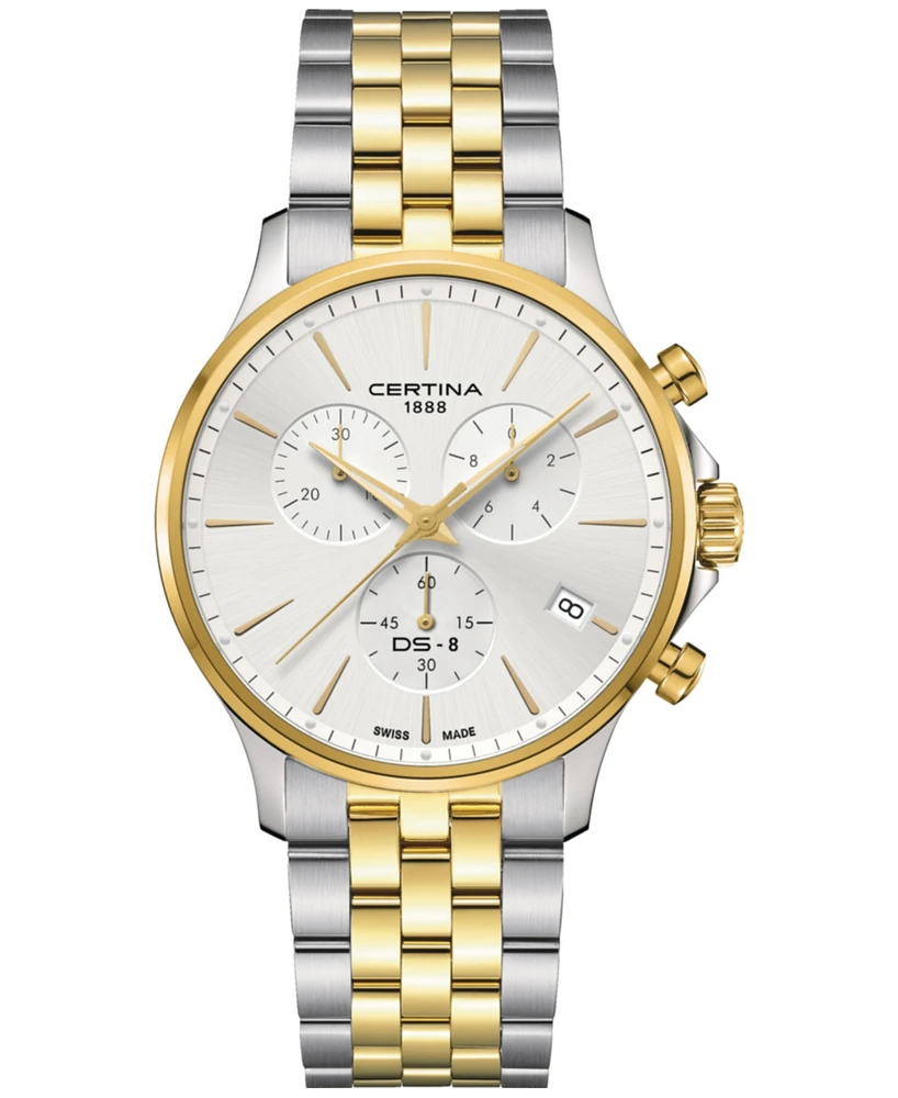 Certina Men's Swiss Chronograph Ds-8 Two-Tone Stainless Steel Bracelet Watch 41mm