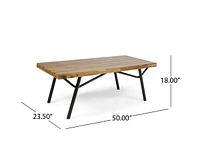 Canoga Outdoor Industrial Loveseat with Coffee Table