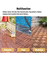 Acacia Wood Deck Tiles, Checker, 30 Pcs 12"x12" Outdoor Flooring