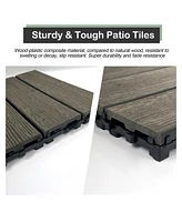 Wood Plastic Composite Deck Tiles Set of 20pcs, Diy Interlocking Decking Tiles, Floor Tile, Durable, Maintenance, Waterproof, Indoor Outdoor, 12x12in