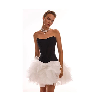 Milla Women's Danceable mini skirt with ruched flower appliques