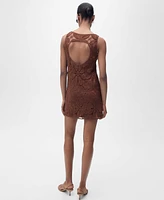 Mango Women's Open Back Crochet Dress
