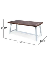 Acacia Wood Dining Table With Rustic Metal Frame