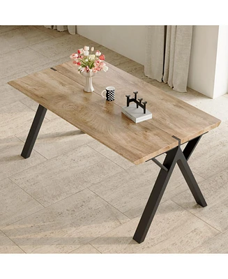 63" Wood Dining Table w/ Black A-Frame Legs