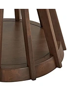 Walnut Round Dining Table for 4, Modern Pedestal Table (47.24")