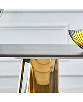 Black Marble-Patterned Dining Table with Golden Butterfly Legs (Heat-Resistant)