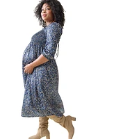 Ingrid + Isabel Maternity Breeze Midi Dress Blue Multi Blur Dot Xl