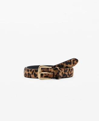 Mango Women's Leopard Leather Belt
