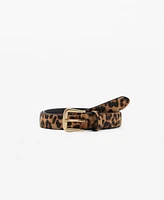 Mango Women's Leopard Leather Belt