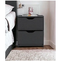 Two Drawer Faux Wood Nightstand for Bedroom Storage and Bedside Table