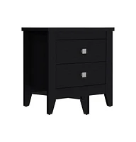 Two Drawer Faux Wood Nightstand – Compact & Functional Bedroom Organizer