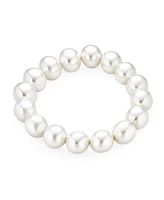 Bling Jewelry Simple Fashion Stackable Bead Simulated Pearl Stretch Bracelet Large 12MM