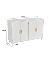 Modern Sideboard with Wavy Texture, White Accent Cabinet with Door
