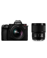 Panasonic Lumix S5II Mirrorless Camera, Black, with Lumix S 20-60mm f/3.5-5.6 and 50mm f/1.8 Lens, Bundle with 128GB Memory Card, Backpack, 2x Extra B