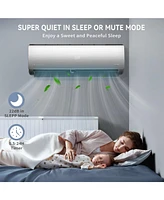 Jinjunye 18000BTU Mini Split Air Conditioner Ductless Inverter Heat Pump, 208-230V 17SEER2, Silver