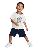 Tommy Hilfiger Toddler Boys 2-Piece Signature Raglan T-Shirt and French Terry Shorts Set