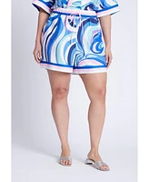 Eloquii Plus Printed Short With Border
