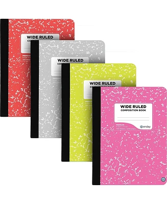 Composition Notebooks Wide Ruled Paper, Colored Marble Composition Notebook Covers, 100 Sheets (200 pages) Composition Books, Wide Ruled, Pink -Red