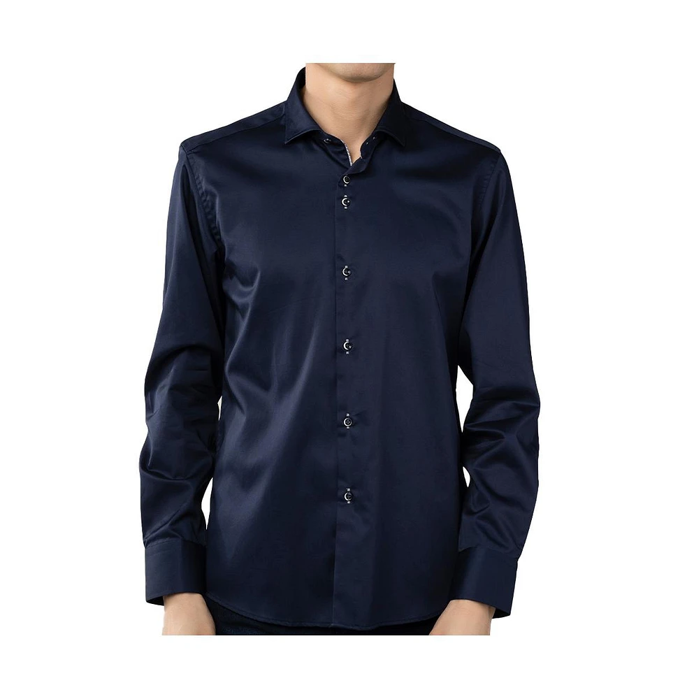 Luchiano Visconti Men's Solid Navy Shirt