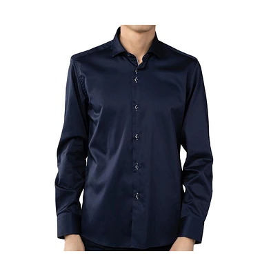 Luchiano Visconti Men's Solid Navy Shirt