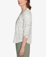 Alfred Dunner Petite Copper Canyon Textured Medallion Neckline Top