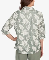 Alfred Dunner Petite Copper Canyon Soutache Leaf Two One Collated Top with Necklace