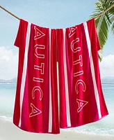 Nautica Logo Stripe Jacquard Beach Towel Set, 68" X 36"