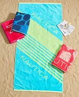 Nautica Tilted Logo Jacquard Beach Towel Set, 68" X 36"