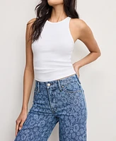 Good American Women's Waist Cropped Palazzo Jeans