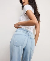 Good American Women's Weightless Skate Cropped Wide-Leg Jeans