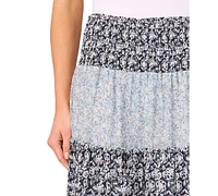 CeCe Women's Tiered Smock Waist Maxi Skirt