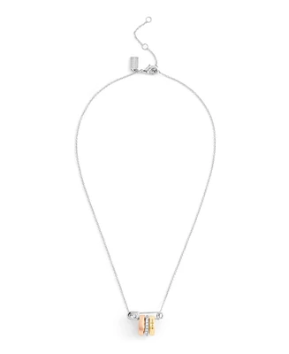 Coach Faux Stone Signature Safety Pin Rondelle Pendant Necklace