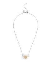 Coach Faux Stone Signature Safety Pin Rondelle Pendant Necklace
