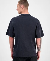 Hugo Boss Men's Washed Fanwear Oversized Short Sleeve Crewneck Bull Graphic T-Shirt