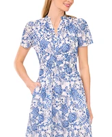 CeCe Women's Floral V-Neck Short-Sleeve Maxi Dress