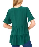 CeCe Women's Ruffled Short-Sleeve Tiered Top