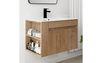 30 Inch Bathroom Vanity With Ceramic Basin And Adjust Open Shelf