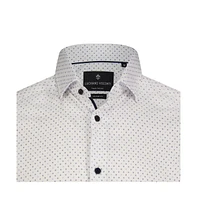 Luchiano Visconti Men's White shirt with Multi blue dot print
