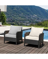 Deep Seat Chair Cushion Pads Set with Rope Belts for Indoor and Outdoor-Beige