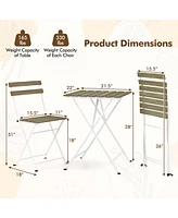 3 Piece Patio Acacia Wood Bistro Set with Slatted Seat and Tabletop