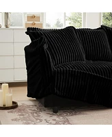 Black Corduroy Slipcovered Armchair with Pillows