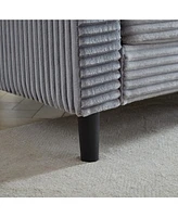 122.5" Oversized U-Shaped Sofa, Corduroy Fabric Sectional with Pillows & Ottomans, Grey