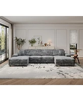 Convertible Corduroy Sofa, Large 4 Seat, Living Room Chair, Dark Grey