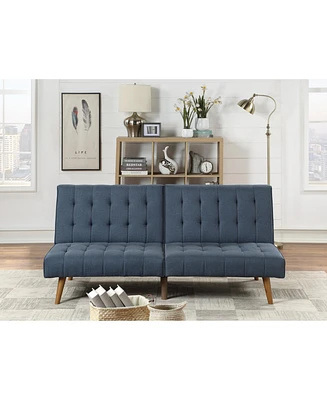 Navy Color Modern Convertible Sofa 1 Piece Set Couch Polyfiber Plush Tufted Cushion Sofa Wooden Legs