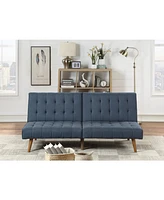 Navy Color Modern Convertible Sofa 1 Piece Set Couch Polyfiber Plush Tufted Cushion Sofa Wooden Legs