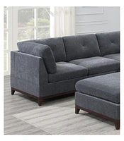 6-piece Chenille Modular Sectional with Ottoman