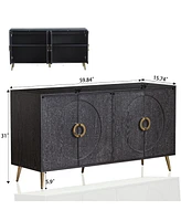 Modern Lacquered 4 Door Wooden Cabinet Sideboard Buffet Server Cabinet Storage Cabinet, for Living Room, Entryway, Hallway, Office, Kitchen and Dining