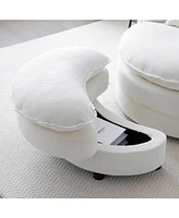 Modern Comfy Circle Lounge Chair with 360 Swivel (Beige)