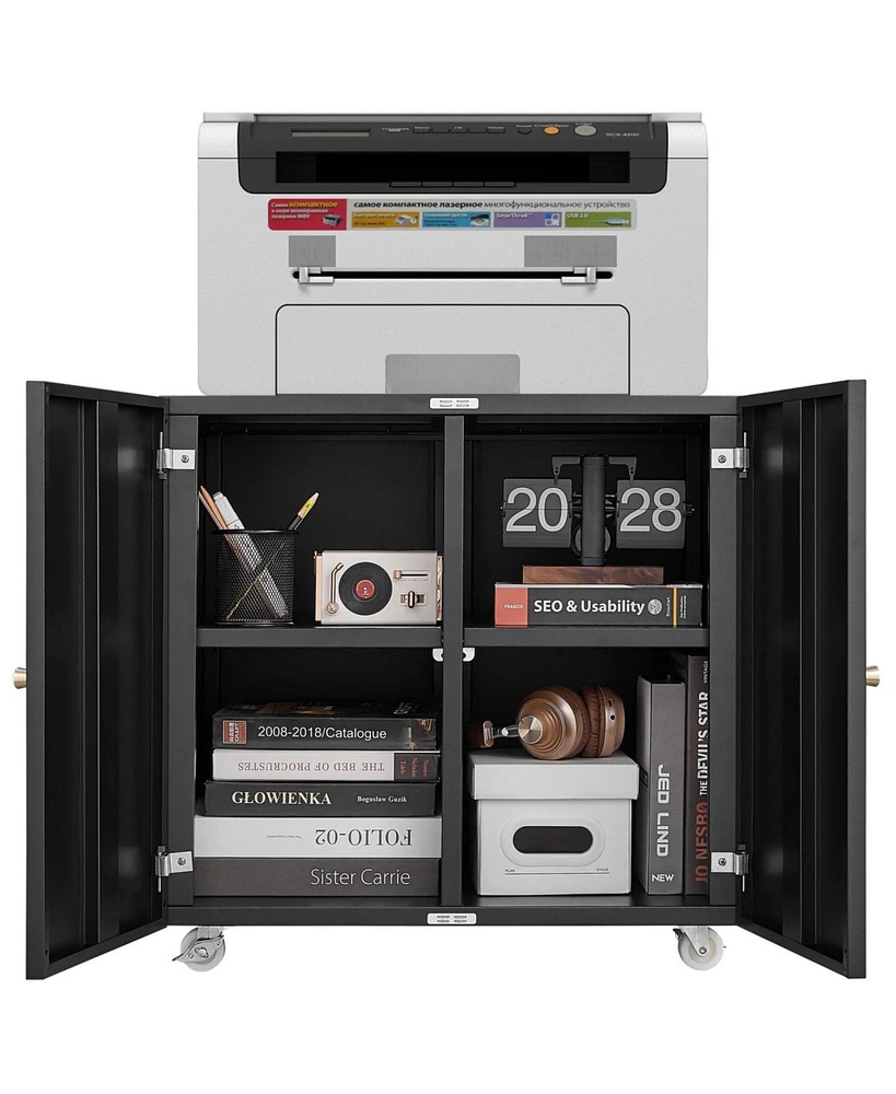 Mobile Printer Stand with File Cabinet